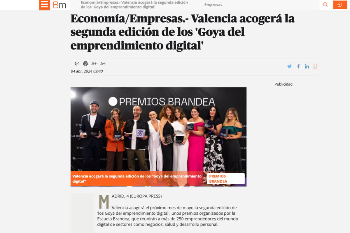 Valencia acogerá la segunda edición de los 'Goya del emprendimiento digital' - Bolsamania